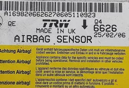 A1698206626270605110923 блок управління airbag (srs) Mercedes-Benz A W169 2007