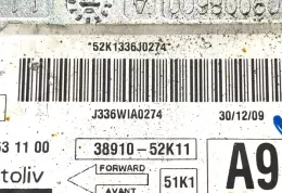 52K1336J0274 блок управления AirBag (SRS) Opel Agila B 2009