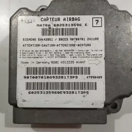 6025313596E блок управління airbag (srs) Renault Espace III 1999
