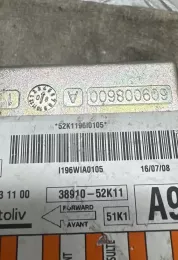 3891052K11 блок управління airbag (srs) Opel Agila B 2008