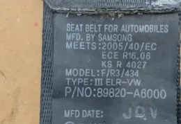 89820A6000 ремінь безпеки заднього сидіння Hyundai i30 2013