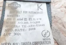 TKAB0G1448 ремень безопасности заднего сиденья Nissan Primera 1998