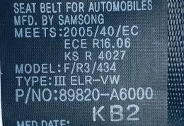 89820A6000TRY ремень безопасности заднего сиденья Hyundai i30 2016