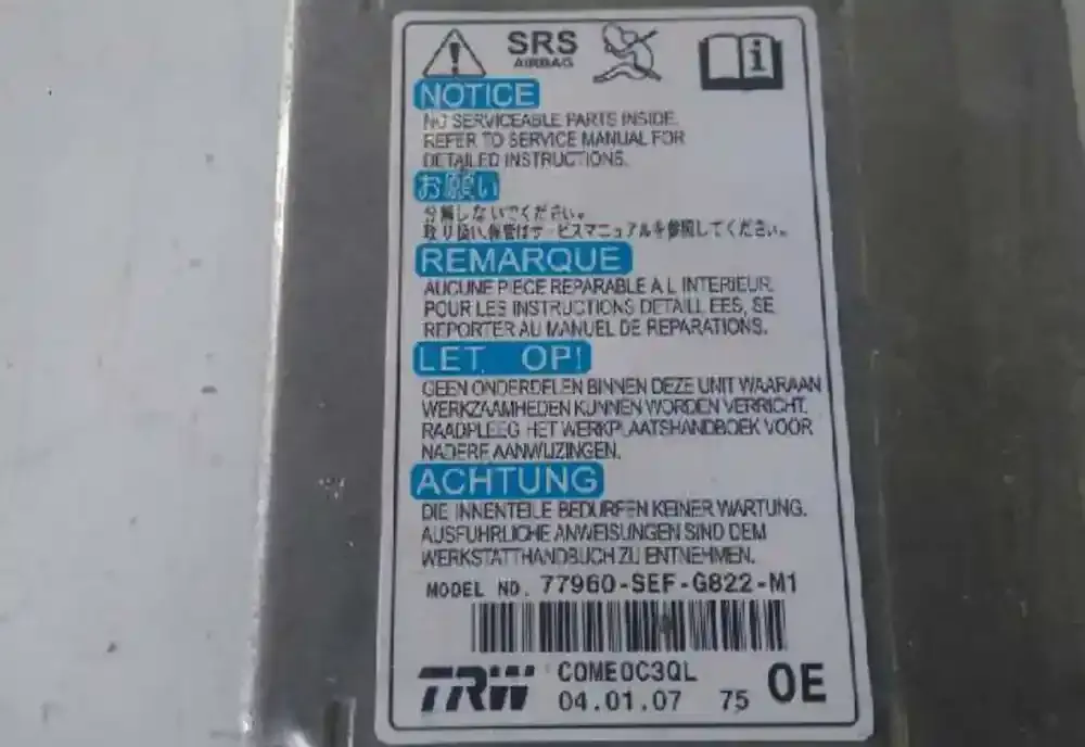 C0ME0C3QL блок управління airbag (srs) Honda Accord 2007