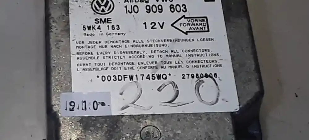 27980806 блок управління airbag (srs) Ford Galaxy 1996