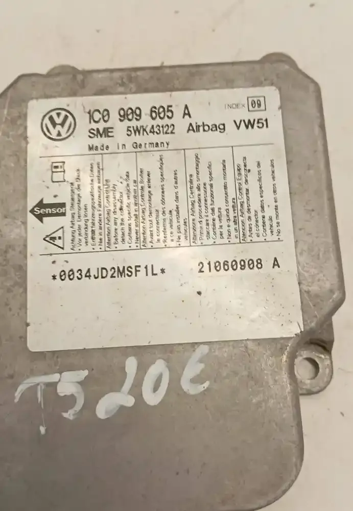 21060908A блок управління airbag (srs) Volkswagen Transporter - Caravelle T5 2007