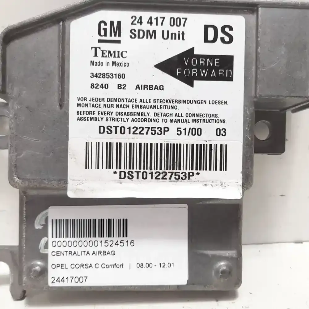 3422853160 блок управління airbag (srs) Opel Corsa C 2003