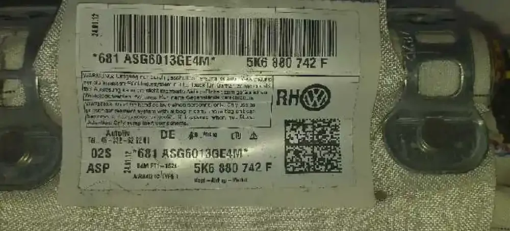 ASG6013GE4M штора подушок безпеки Volkswagen Golf VI 2008